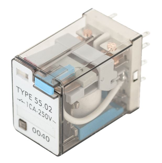 Két-morzés 12V DC relé, DIN foglalatba ültethető, LA-R-2-DC